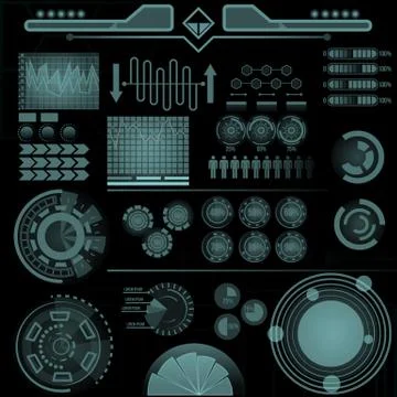Set of Futuristic user interface Elements. Stock Illustration