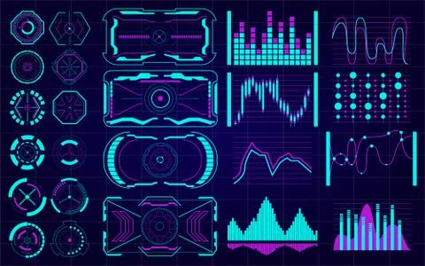 Set of Futuristic user interface Elements. HUD. Stock Illustration