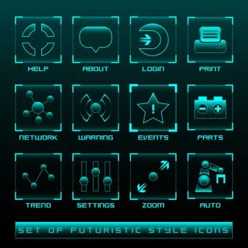 Set of Futuristic User Interface Icons Stock Illustration