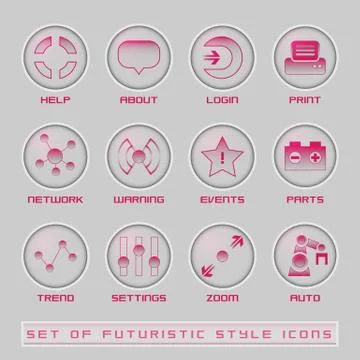 Set of Futuristic User Interface Icons Stock Illustration