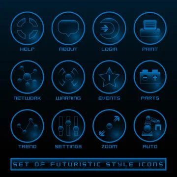 Set of Futuristic User Interface Icons Stock Illustration