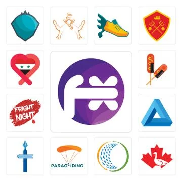 Set of fx white, canada goose, general trading, paragliding, christian school Free Stock Illustration