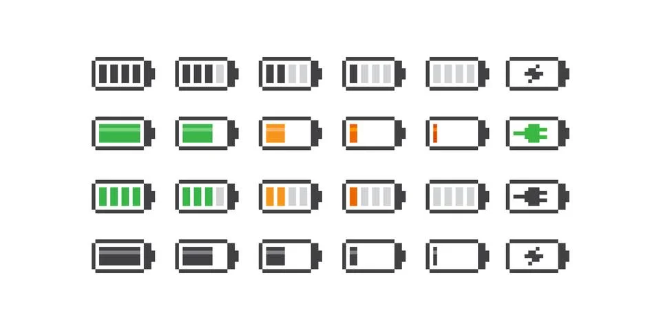 Set of  gadget battery level Illustrazione stock