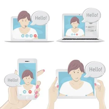 Set of gadgets to communicate with people イラスト素材