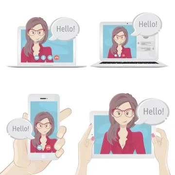 Set of gadgets to communicate with people イラスト素材