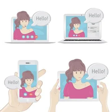 Set of gadgets to communicate with people イラスト素材