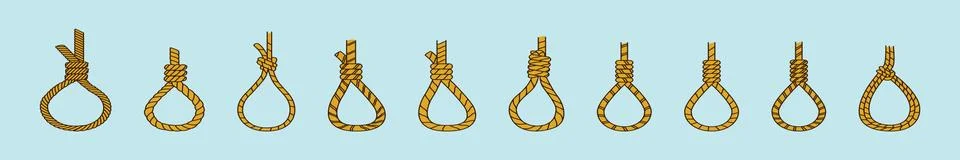 Set of gallows rope loop hanging cartoon icon design template Illustrazione stock