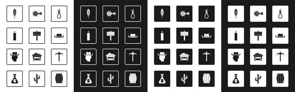 Set Gallows rope loop hanging, Road traffic signpost, Dynamite bomb, Indian f Illustrazione stock