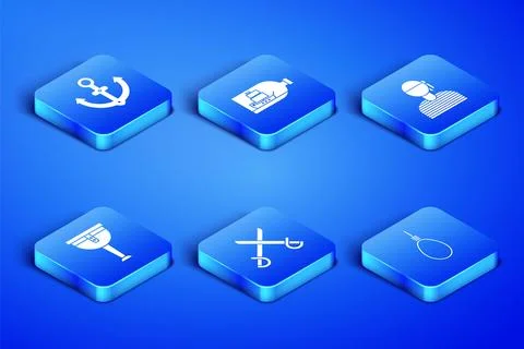 Set Gallows rope loop hanging, Anchor, Crossed pirate swords, Wooden leg, B.. Illustrazione stock