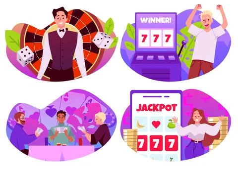 Set of gambling people flat style, vector illustration Stock Illustration
