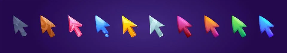 Set of game arrows, ui or gui interface cursors Stock Illustration