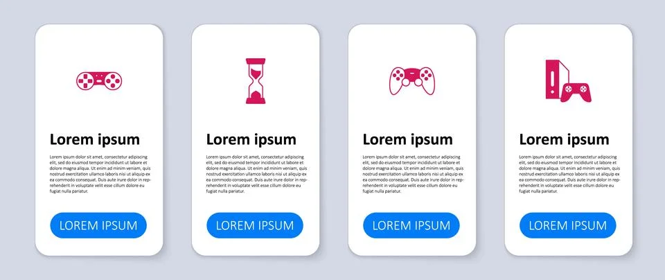 Set Game console with joystick, controller or, Old hourglass and . Business Stock Illustration