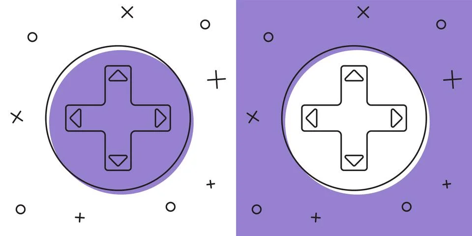 Set Game controller or joystick for game console icon isolated on white and Stock Illustration