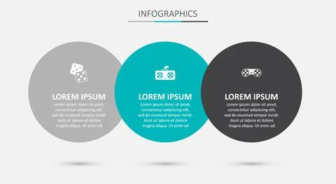 Set Game controller or joystick, dice and . Business infographic template Stock Illustration