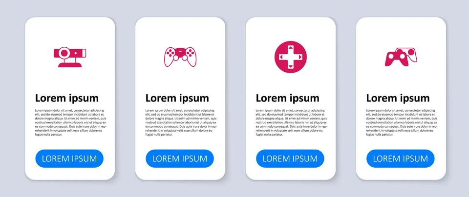 Set Game controller or joystick, and Web camera. Business infographic template Stock Illustration