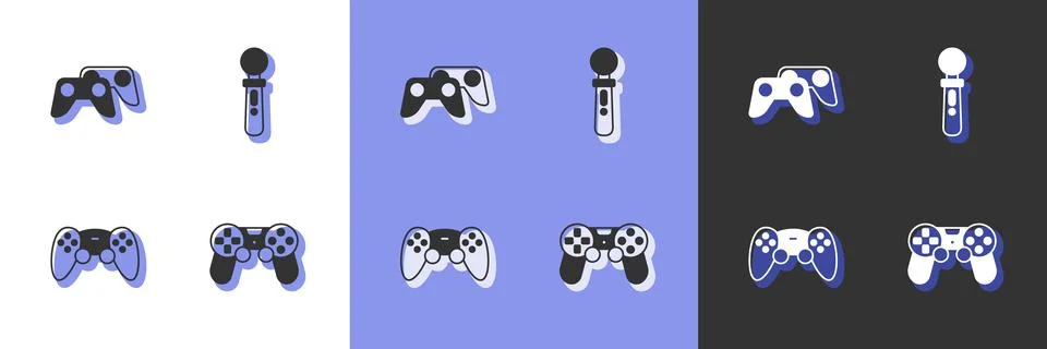 Set Game controller or joystick, and VR game icon. Vector Illustrazione stock