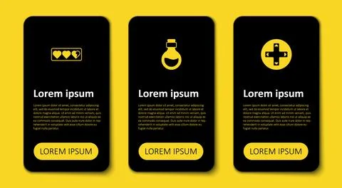 Set Game controller or joystick, Bottle with magic elixir and life bar. Business 스톡 일러스트