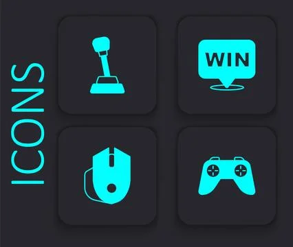 Set Game controller or joystick, Gear shifter, Medal and Computer mouse icon 스톡 일러스트