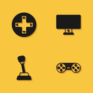 Set Game controller or joystick, Gear shifter and Computer monitor icon with 스톡 일러스트
