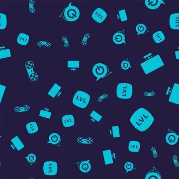 Set Game controller or joystick, Computer monitor, Power button and Level g.. Stock Illustration