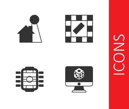 Set Game dice, Chip for board game, Table football and Board icon. Vector Stock Illustration