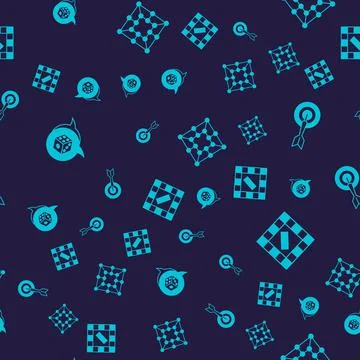 Set Game dice, Classic dart board and arrow, Board game and on seamless pattern Stock Illustration