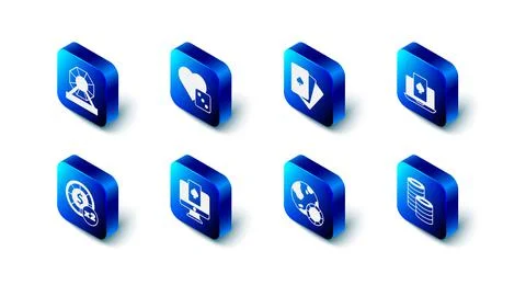 Set Game dice, Deck of playing cards, Online poker table game, Casino chips, and Stock Illustration