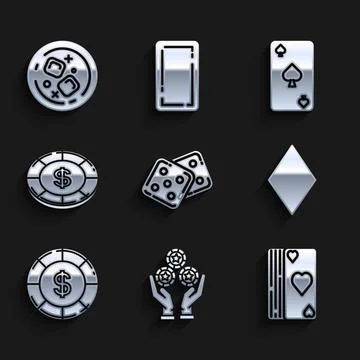 Set Game dice, Hand holding casino chips, Deck of playing cards, Playing with イラスト素材