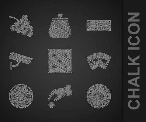 Set Game dice, Hand holding casino chips, Casino, Deck of playing cards Stock Illustration