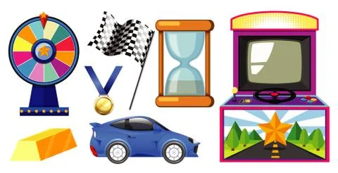 Set of game elements and game machine Stock Illustration