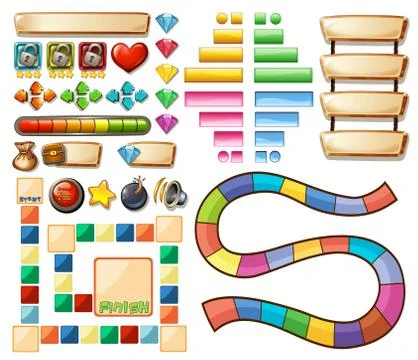 Set of game elements Illustrazione stock