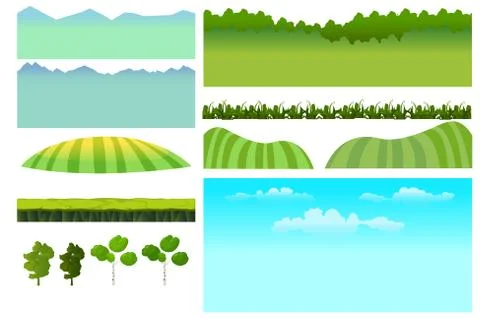 Set of game elements. Vector Elements for mobile game Stock Illustration
