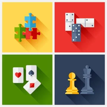 Set of game icons in flat design style. Stock Illustration