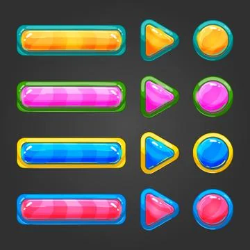 Set of game interface button Stock Illustration