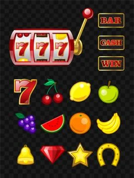 Set of game machine objects - vector realistic isolated clip art Stock Illustration