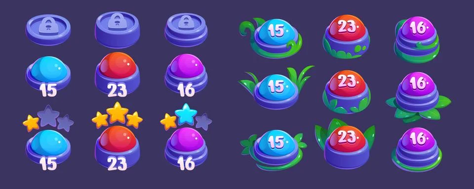 Set of game map indicator buttons Illustrazione stock