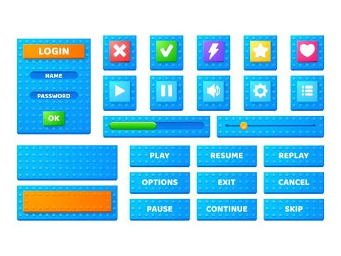 Set game menu elements block toy texture interface Stock Illustration
