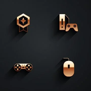 Set Game rating with medal, console joystick, controller or and Computer mouse Illustrazione stock
