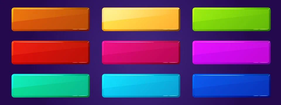 Set of game ui app buttons, icons, boards, plaques Illustrazione stock