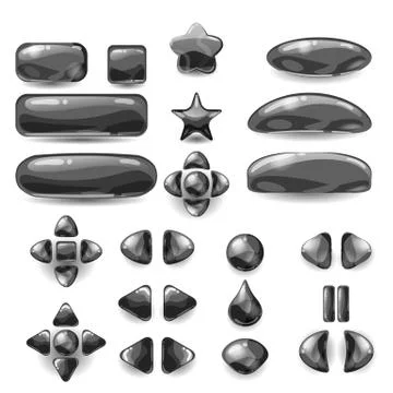 Set game ui. Complete black menu of graphical user interface GUI to build 2D Stock Illustration