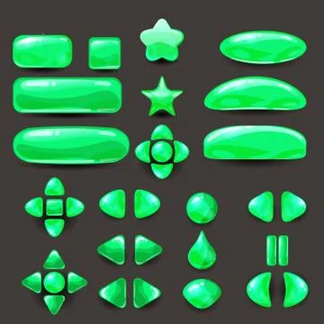 Set game ui. Complete green menu of graphical user interface GUI to build 2D Stock Illustration