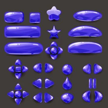 Set game ui. Complete navy blue menu of graphical user interface GUI to build 2D Stock Illustration