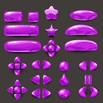 Set game ui. Complete purple menu of graphical user interface GUI to build 2D Stock Illustration