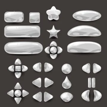 Set game ui. Complete white menu of graphical user interface GUI to build 2D Stock Illustration