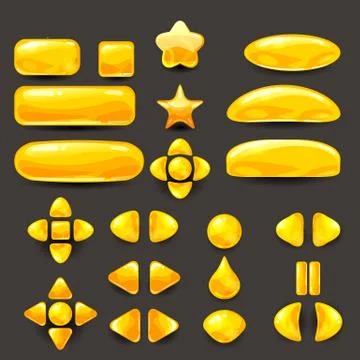 Set game ui . Complete yellow menu of graphical user interface GUI to build 2D Stock Illustration
