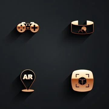 Set Gamepad, 360 degree view, Augmented reality AR and 3d modeling icon with Illustrazione stock