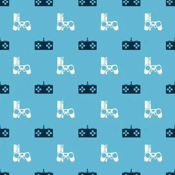 Set Gamepad and Game console with joystick on seamless pattern. Vector イラスト素材