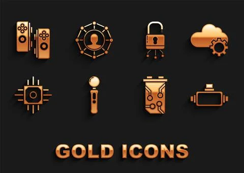 Set Gamepad, Cloud technology data transfer and storage, Virtual reality glas Stock Illustration