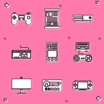Set Gamepad, guide, Video game console, Computer keyboard, Create account screen 스톡 일러스트