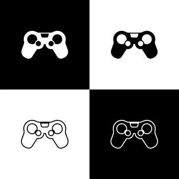 Set Gamepad icon isolated on black and white background. Game controller. Vector Stock Illustration